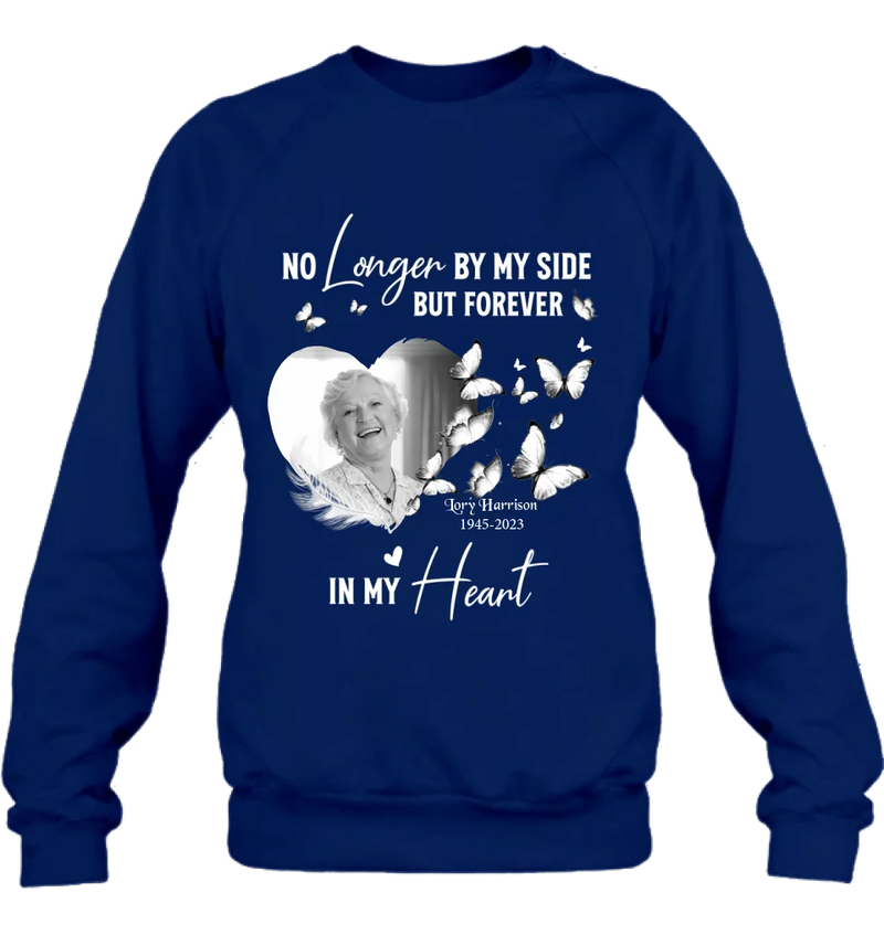 Personalized Memorial Photo Shirt/Hoodie - Memorial Gift Idea for Loss Mom/Dad - No Longer By My Side But Forever In My Heart