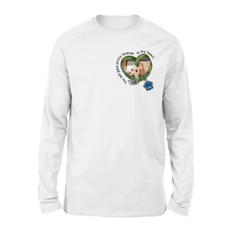 Personalized Dog Photo Shirt/Hoodie - Upload Photo - Gift Idea For Dog Lover/Mother's Day/Father's Day - You Left Paw Prints Forever In My Heart