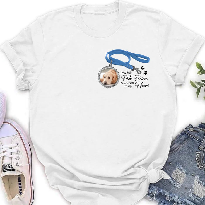 Custom Personalized Memorial Dog Lead T-shirt/ Hoodie - Memorial Gift Idea For Dog Lover - You Left Paw Prints Forever In My Heart