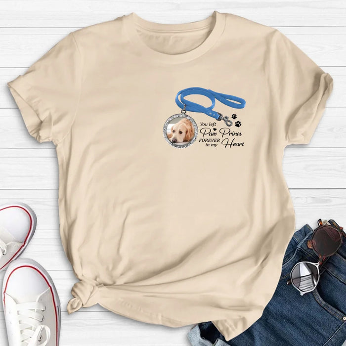 Custom Personalized Memorial Dog Lead T-shirt/ Hoodie - Memorial Gift Idea For Dog Lover - You Left Paw Prints Forever In My Heart