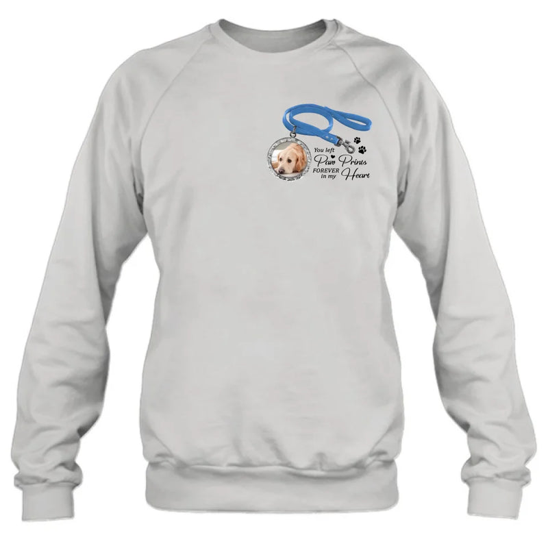 Personalized Memorial Dog Lead T-shirt/Hoodie - Memorial Gift Idea For Dog Lover - You Left Paw Prints Forever In My Heart