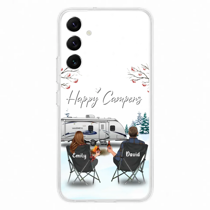 Custom Personalized Camping Phone Case - Gift Idea For Camping Lover/ Couple/ Family/ Friends - Happy Campers - Case For iPhone/Samsung