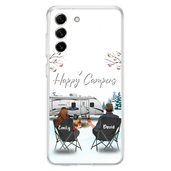 Custom Personalized Camping Phone Case - Gift Idea For Camping Lover/ Couple/ Family/ Friends - Happy Campers - Case For iPhone/Samsung