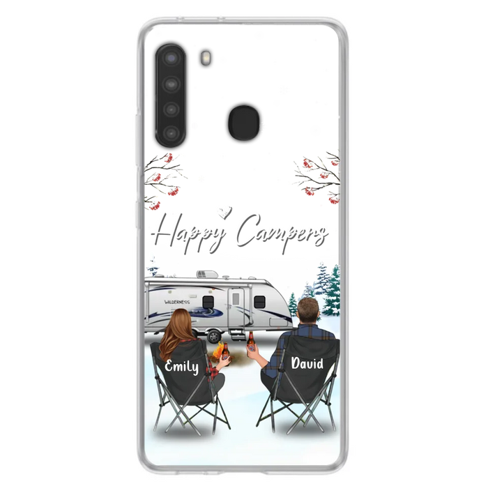 Custom Personalized Camping Phone Case - Gift Idea For Camping Lover/ Couple/ Family/ Friends - Happy Campers - Case For iPhone/Samsung