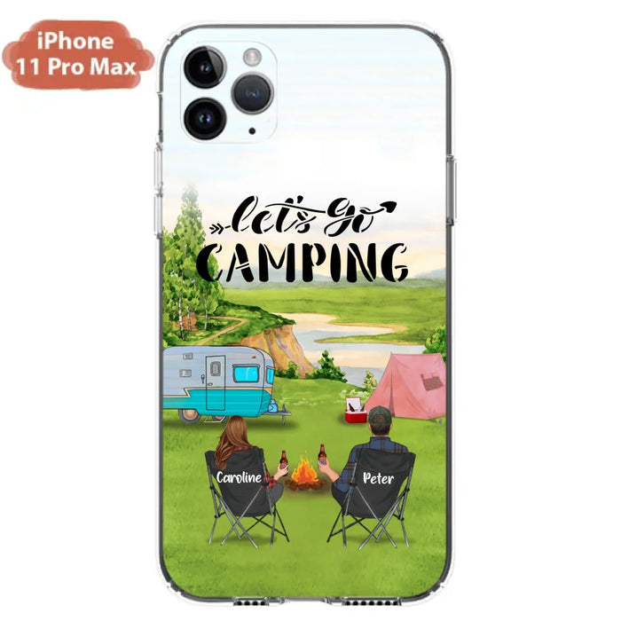 Custom Personalized Camping Phone Case - Couple With Upto 3 Kids And 4 Pets - Gift Idea For Camping Lover - Let's Go Camping - Case For iPhone And Samsung