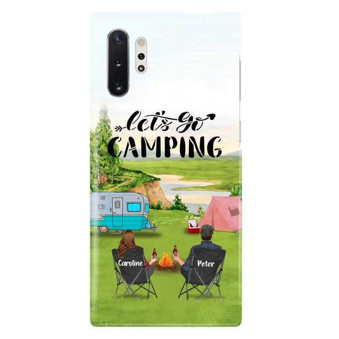 Custom Personalized Camping Phone Case - Couple With Upto 3 Kids And 4 Pets - Gift Idea For Camping Lover - Let's Go Camping - Case For iPhone And Samsung