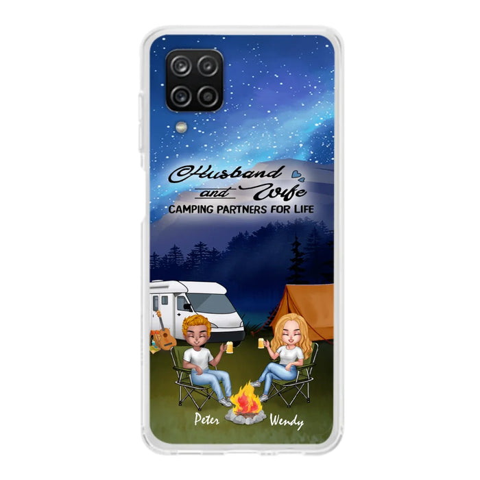 Custom Personalized Camping Night Chibi Phone Case - Couple With Upto 2 Dogs - Gift Idea For Camping Lover - Case For iPhone And Samsung