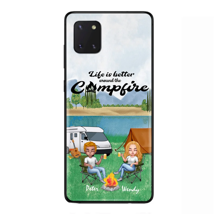 Custom Personalized Camping Chibi Phone Case - Couple With Upto 2 Dogs - Gift Idea For Camping Lover - Case For iPhone And Samsung