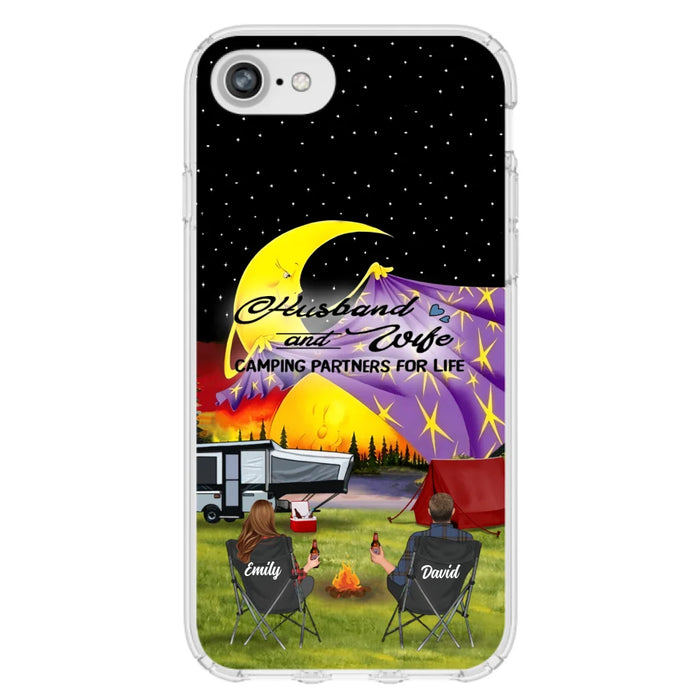 Custom Personalized Camping Phone Case - Couple/ Parents With Upto 3 Kids And 4 Pets - Gift Idea For Camping Lover - Case For iPhone And Samsung