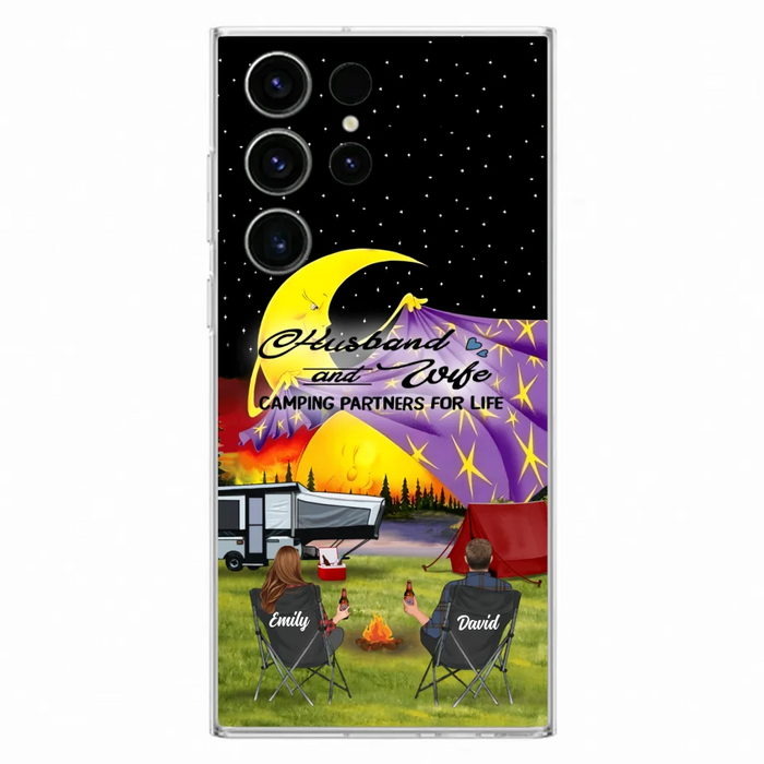 Custom Personalized Camping Phone Case - Couple/ Parents With Upto 3 Kids And 4 Pets - Gift Idea For Camping Lover - Case For iPhone And Samsung