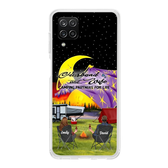 Custom Personalized Camping Phone Case - Couple/ Parents With Upto 3 Kids And 4 Pets - Gift Idea For Camping Lover - Case For iPhone And Samsung