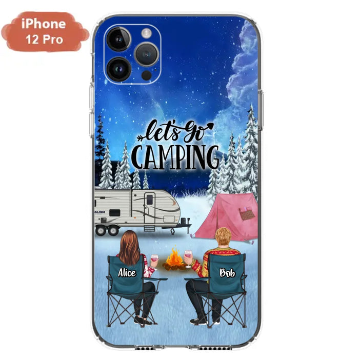 Custom Personalized Christmas Camping Phone Case - Christmas Gift For Family/ Couple/ Camping Lover - Upto 2 Kids and 3 Pets - Let's Go Camping - Case For iPhone And Samsung