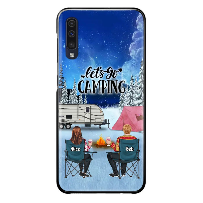 Custom Personalized Christmas Camping Phone Case - Christmas Gift For Family/ Couple/ Camping Lover - Upto 2 Kids and 3 Pets - Let's Go Camping - Case For iPhone And Samsung