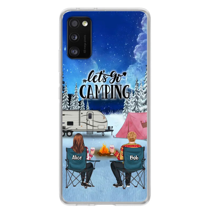 Custom Personalized Christmas Camping Phone Case - Christmas Gift For Family/ Couple/ Camping Lover - Upto 2 Kids and 3 Pets - Let's Go Camping - Case For iPhone And Samsung