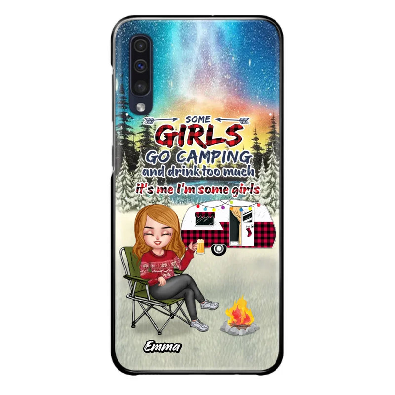 Personalized Xmas Camping Girl Phone Case - Christmas Gift For Camping Lover - Up to 3 Dogs - Some Girls Go Camping And Drink Too Much - Case For iPhone And Samsung