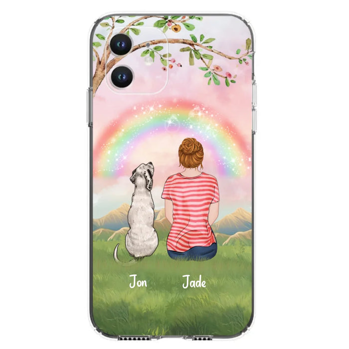 Custom Personalized Dog Mom/Dog Dad Phone Case - Man/Woman/Couple With Upto 4 Dogs - Best Gift Idea For Dog Lovers - Case For iPhone, Samsung and Xiaomi