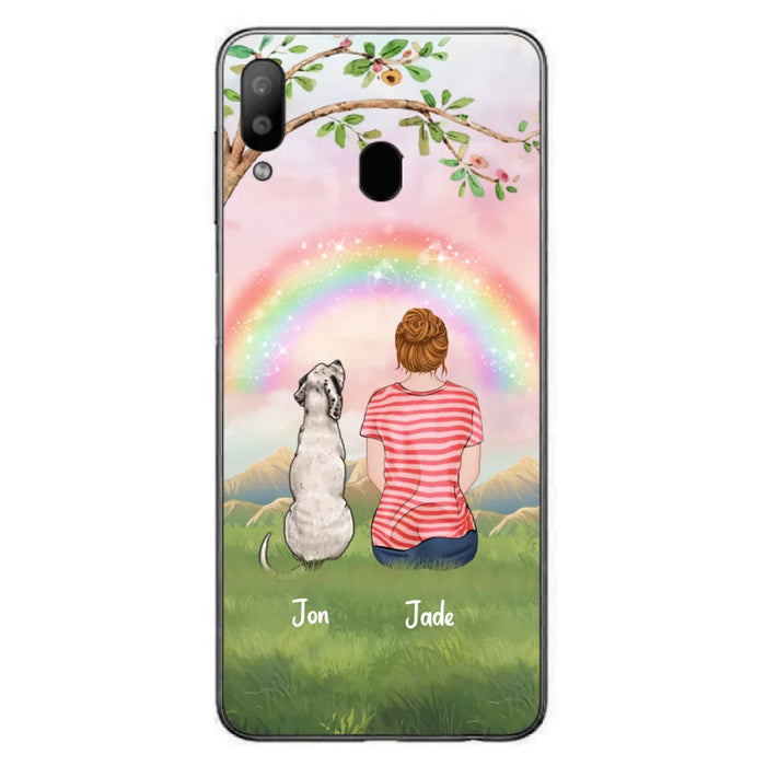 Custom Personalized Dog Mom/Dog Dad Phone Case - Man/Woman/Couple With Upto 4 Dogs - Best Gift Idea For Dog Lovers - Case For iPhone, Samsung and Xiaomi