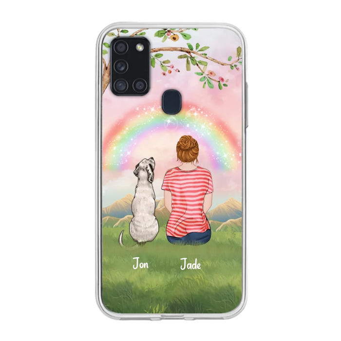 Custom Personalized Dog Mom/Dog Dad Phone Case - Man/Woman/Couple With Upto 4 Dogs - Best Gift Idea For Dog Lovers - Case For iPhone, Samsung and Xiaomi