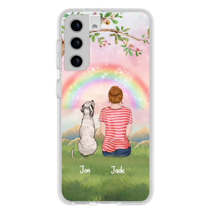 Custom Personalized Dog Mom/Dog Dad Phone Case - Man/Woman/Couple With Upto 4 Dogs - Best Gift Idea For Dog Lovers - Case For iPhone, Samsung and Xiaomi