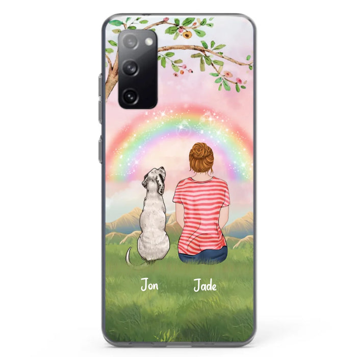 Custom Personalized Dog Mom/Dog Dad Phone Case - Man/Woman/Couple With Upto 4 Dogs - Best Gift Idea For Dog Lovers - Case For iPhone, Samsung and Xiaomi