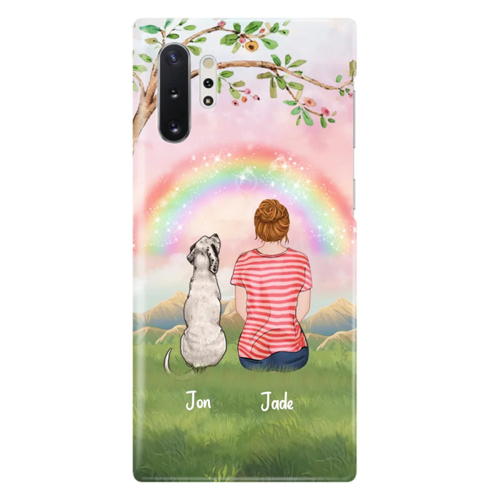 Custom Personalized Dog Mom/Dog Dad Phone Case - Man/Woman/Couple With Upto 4 Dogs - Best Gift Idea For Dog Lovers - Case For iPhone, Samsung and Xiaomi