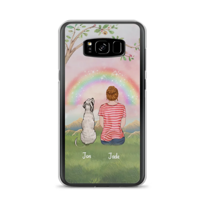 Custom Personalized Dog Mom/Dog Dad Phone Case - Man/Woman/Couple With Upto 4 Dogs - Best Gift Idea For Dog Lovers - Case For iPhone, Samsung and Xiaomi