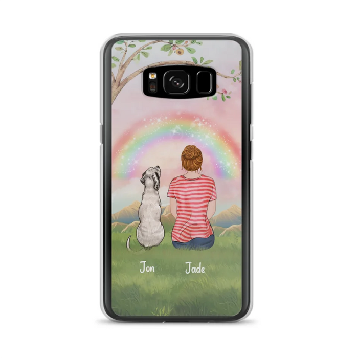 Custom Personalized Dog Mom/Dog Dad Phone Case - Man/Woman/Couple With Upto 4 Dogs - Best Gift Idea For Dog Lovers - Case For iPhone, Samsung and Xiaomi