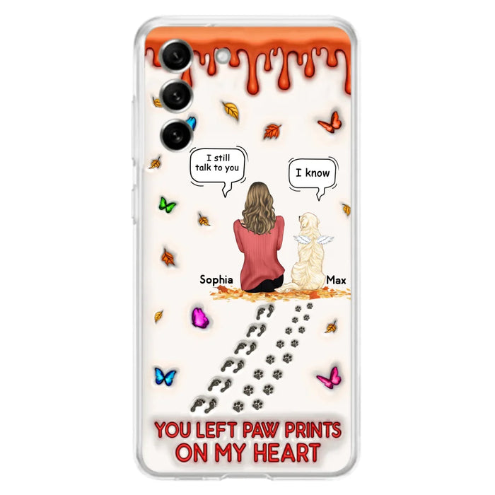 Custom Personalized Memorial Dog Phone Case - Memorial Gift Idea For Dog/Cat Lover - Case For iPhone/ Samsung - You Left Paw Prints On My Heart