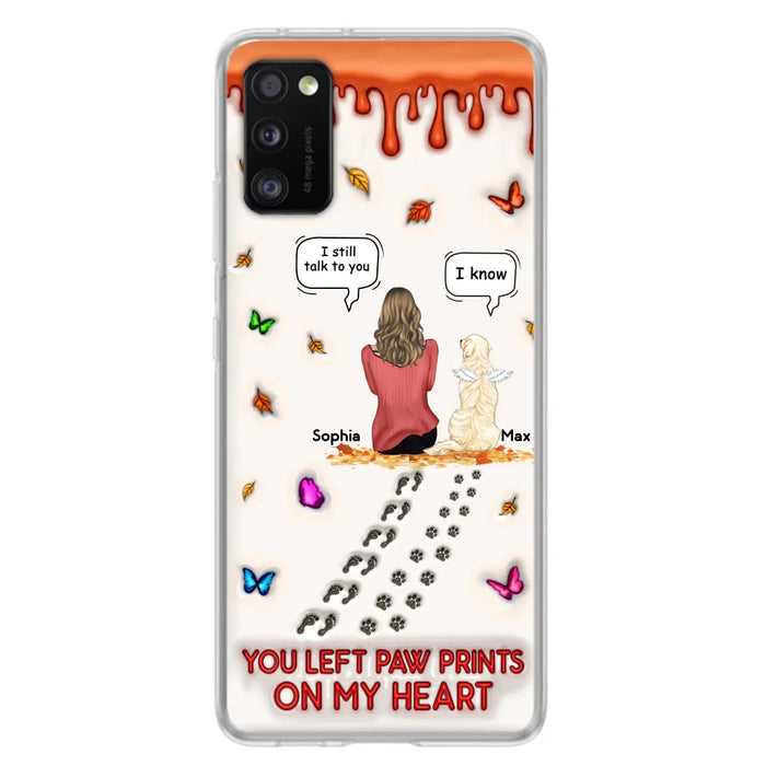 Custom Personalized Memorial Dog Phone Case - Memorial Gift Idea For Dog/Cat Lover - Case For iPhone/ Samsung - You Left Paw Prints On My Heart