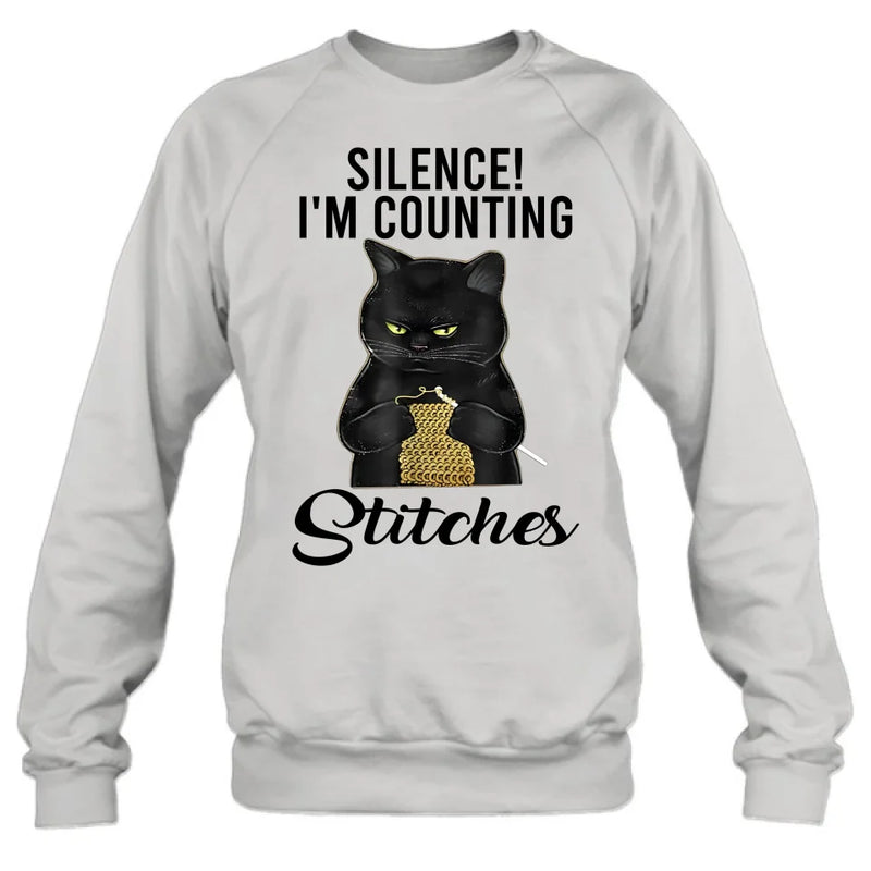 Personalized Cat T-shirt/Long Sleeve/Sweatshirt/Hoodie - Gift Idea For Knitting Lover - Silence I'm Counting Stitches