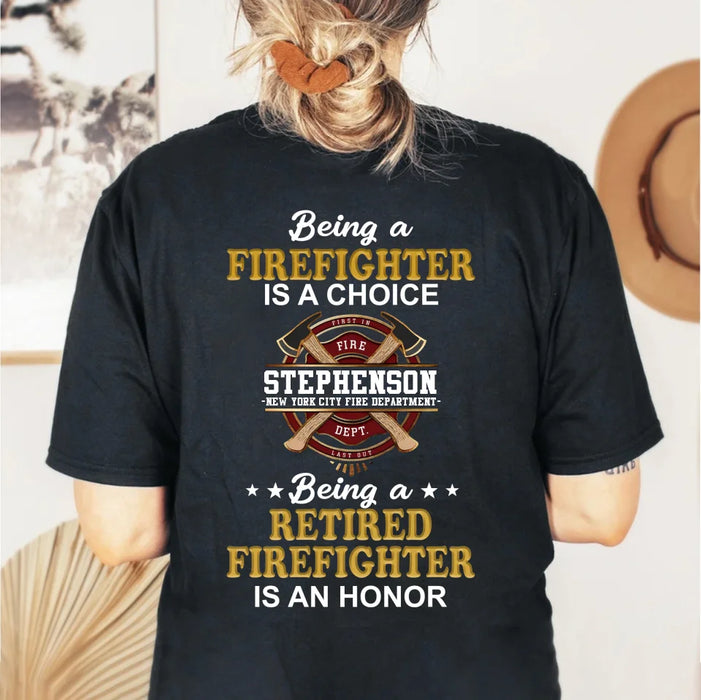 Custom Personalized Retired Firefighter T-Shirt - Gift Idea For Firefighter/ Father/ Grandpa