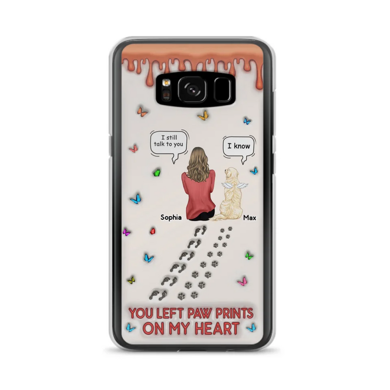 Custom Personalized Memorial Pet Phone Case - Memorial Gift Idea For Pet Owner - Case For iPhone/ Samsung - You Left Paw Prints On My Heart