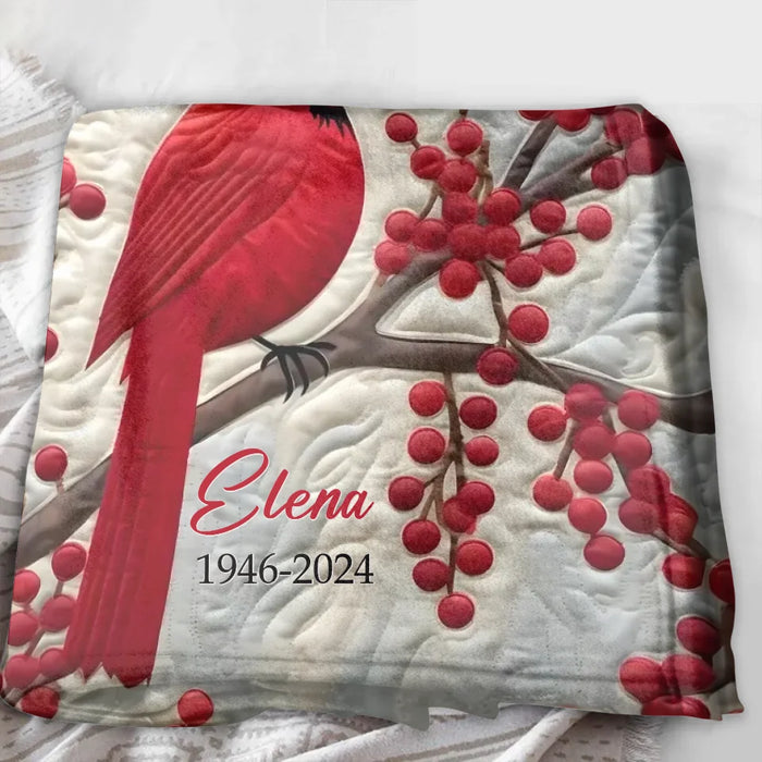 Custom Personalized Memorial Christmas Quilt/ Fleece Throw Blanket/ Pillow Cover - Memorial Gift Idea - Your Wings Were Ready But My Heart Was Not