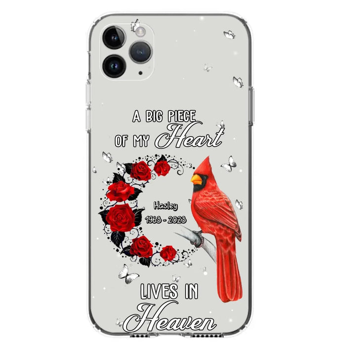 Personalized Memorial Cardinal Phone Case - Memorial Gift Idea For Family - A Big Piece Of My Heart Lives In Heaven - Case For iPhone/Samsung