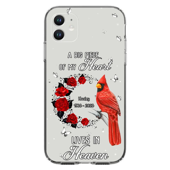 Personalized Memorial Cardinal Phone Case - Memorial Gift Idea For Family - A Big Piece Of My Heart Lives In Heaven - Case For iPhone/Samsung