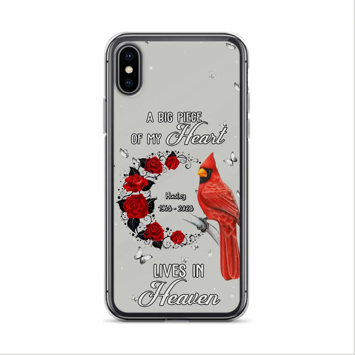 Personalized Memorial Cardinal Phone Case - Memorial Gift Idea For Family - A Big Piece Of My Heart Lives In Heaven - Case For iPhone/Samsung