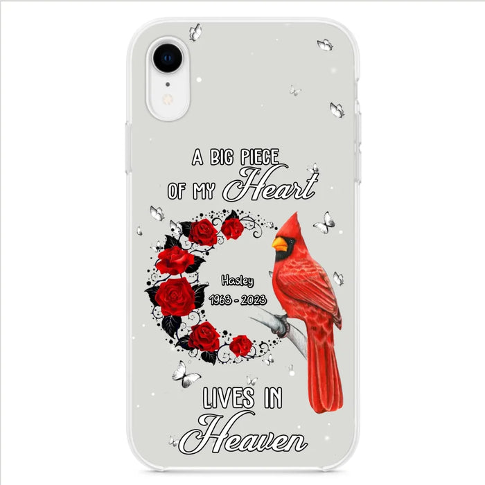 Personalized Memorial Cardinal Phone Case - Memorial Gift Idea For Family - A Big Piece Of My Heart Lives In Heaven - Case For iPhone/Samsung