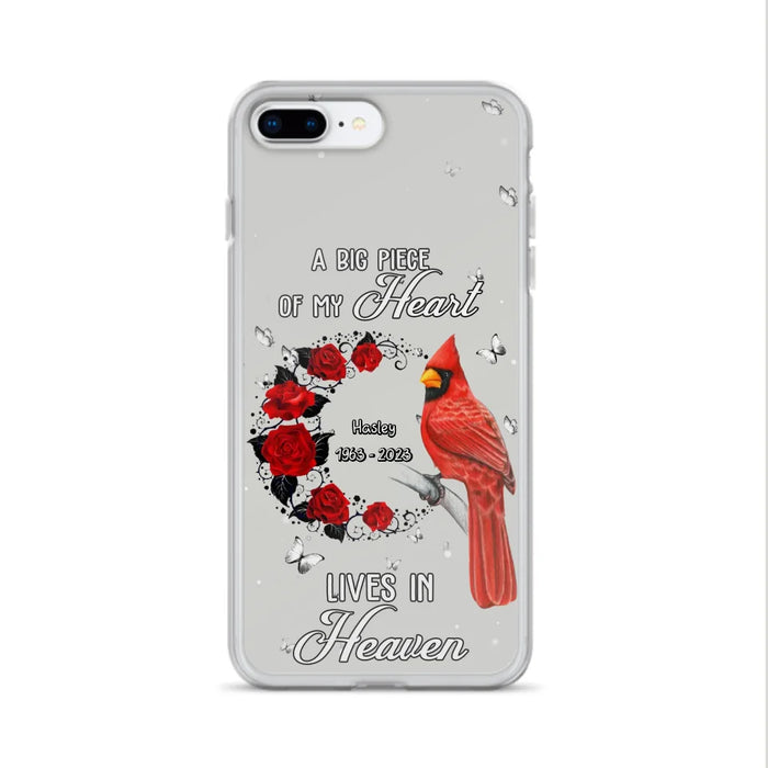 Personalized Memorial Cardinal Phone Case - Memorial Gift Idea For Family - A Big Piece Of My Heart Lives In Heaven - Case For iPhone/Samsung