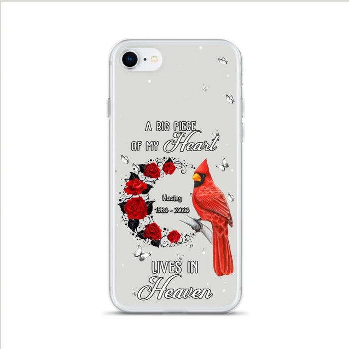 Personalized Memorial Cardinal Phone Case - Memorial Gift Idea For Family - A Big Piece Of My Heart Lives In Heaven - Case For iPhone/Samsung