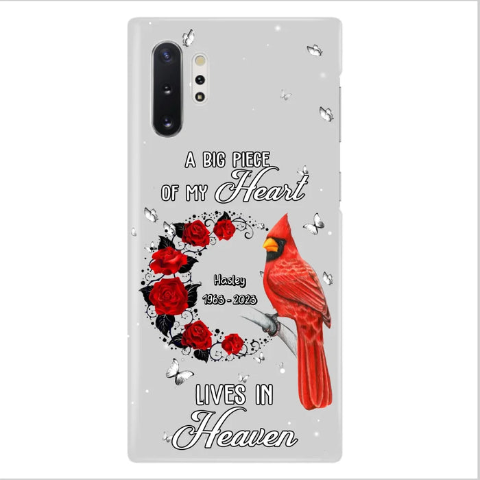 Personalized Memorial Cardinal Phone Case - Memorial Gift Idea For Family - A Big Piece Of My Heart Lives In Heaven - Case For iPhone/Samsung