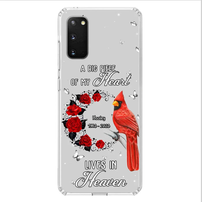 Personalized Memorial Cardinal Phone Case - Memorial Gift Idea For Family - A Big Piece Of My Heart Lives In Heaven - Case For iPhone/Samsung