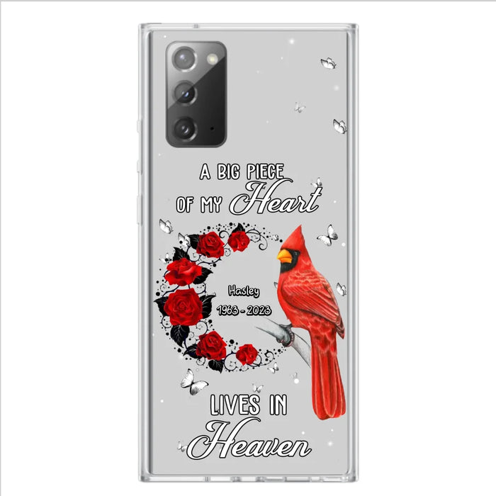 Personalized Memorial Cardinal Phone Case - Memorial Gift Idea For Family - A Big Piece Of My Heart Lives In Heaven - Case For iPhone/Samsung