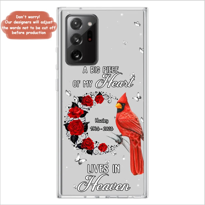 Personalized Memorial Cardinal Phone Case - Memorial Gift Idea For Family - A Big Piece Of My Heart Lives In Heaven - Case For iPhone/Samsung