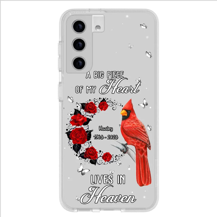 Personalized Memorial Cardinal Phone Case - Memorial Gift Idea For Family - A Big Piece Of My Heart Lives In Heaven - Case For iPhone/Samsung