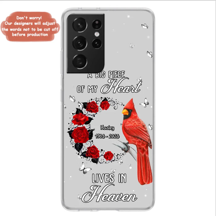 Personalized Memorial Cardinal Phone Case - Memorial Gift Idea For Family - A Big Piece Of My Heart Lives In Heaven - Case For iPhone/Samsung