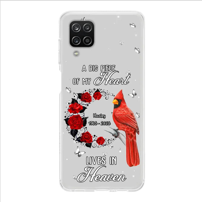 Personalized Memorial Cardinal Phone Case - Memorial Gift Idea For Family - A Big Piece Of My Heart Lives In Heaven - Case For iPhone/Samsung