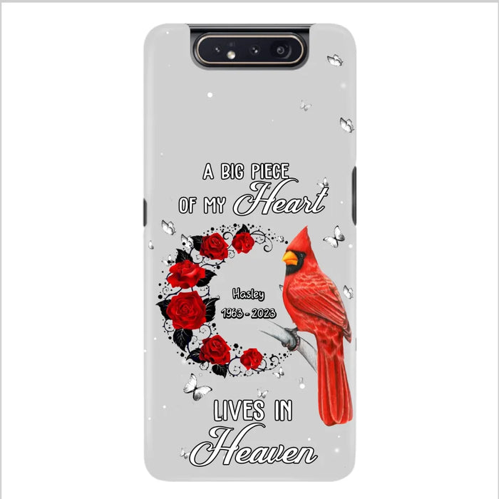 Personalized Memorial Cardinal Phone Case - Memorial Gift Idea For Family - A Big Piece Of My Heart Lives In Heaven - Case For iPhone/Samsung