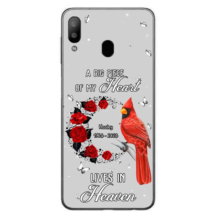 Personalized Memorial Cardinal Phone Case - Memorial Gift Idea For Family - A Big Piece Of My Heart Lives In Heaven - Case For iPhone/Samsung