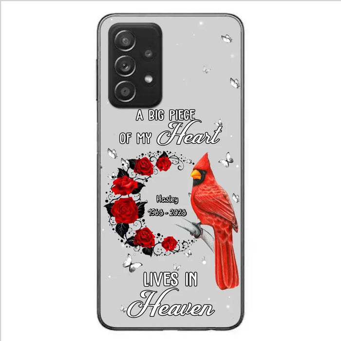 Personalized Memorial Cardinal Phone Case - Memorial Gift Idea For Family - A Big Piece Of My Heart Lives In Heaven - Case For iPhone/Samsung