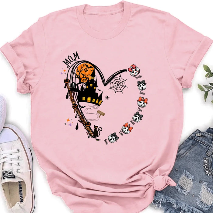 Custom Personalized Halloween Grandma Heart  T-shirt/ Long Sleeve/ Sweatshirt/ Hoodie - Upto 6 Kids - Gift Idea For Grandma/ Mom